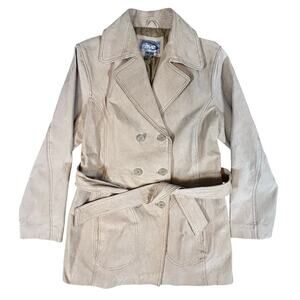 Rave Stiff Leather Coat Size L Tan